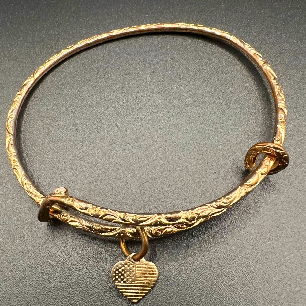 Alex and Ani Gold Bracelet with Heart Charm